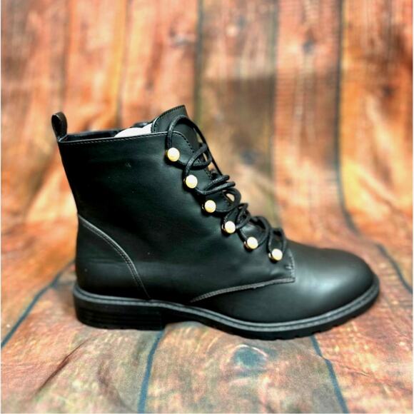 Charter Club Shiloh Combat Booties - Faux Pearls - Black - size 9.5 - Picture 2 of 8